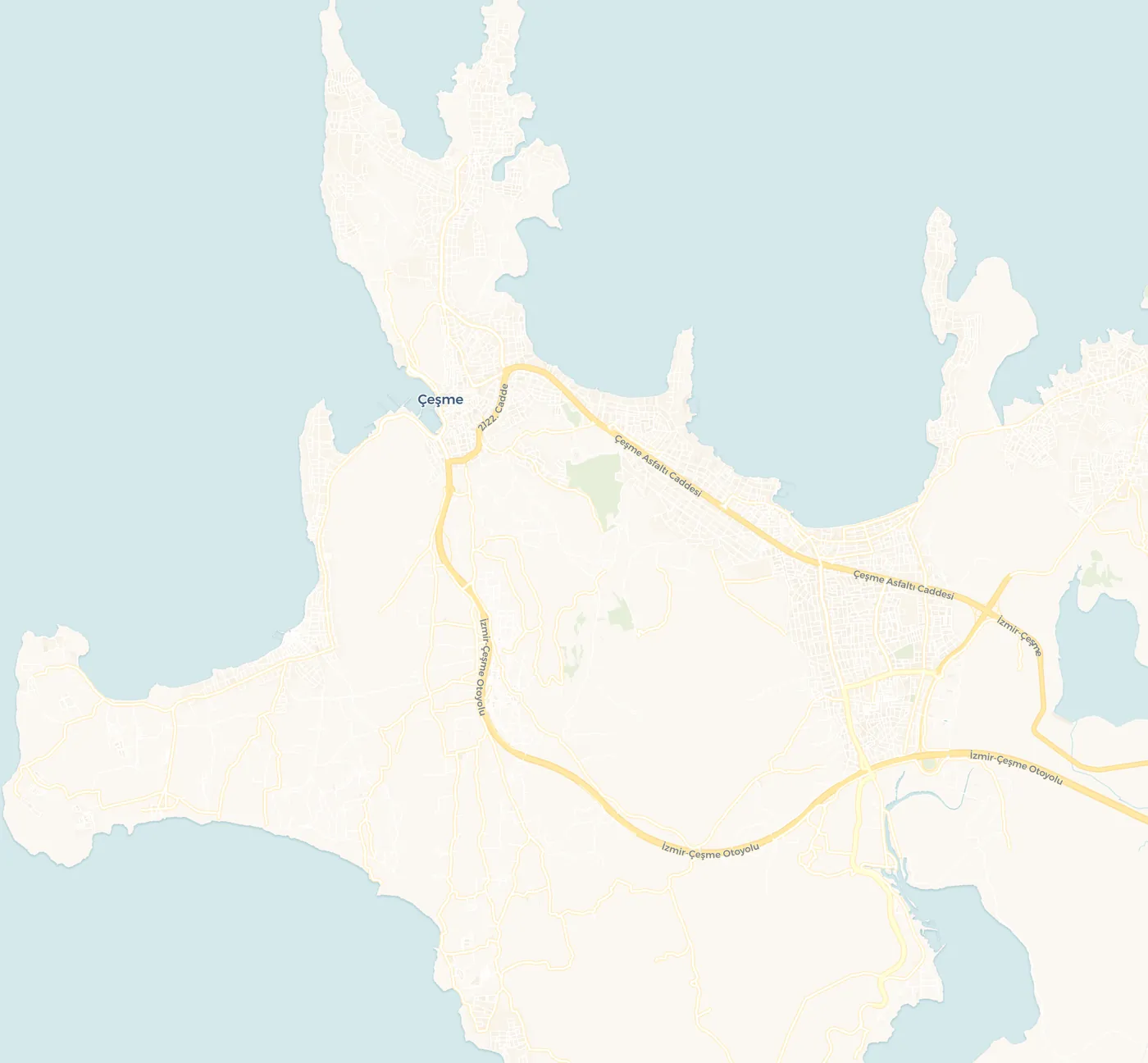 Karte der Halbinsel Çeşme mit den neun Buchten